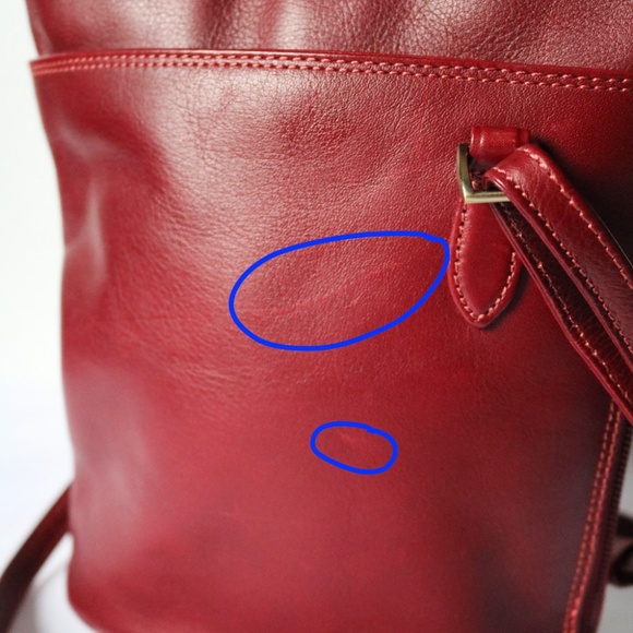 DEREK ALEXANDER Two Sided Zip Crossbody Red Leather Purse Shoulder Bag - Picture 13 of 13